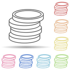 Coins in multi color style icon. Simple thin line, outline vector of mobile banking icons for ui and ux, website or mobile application