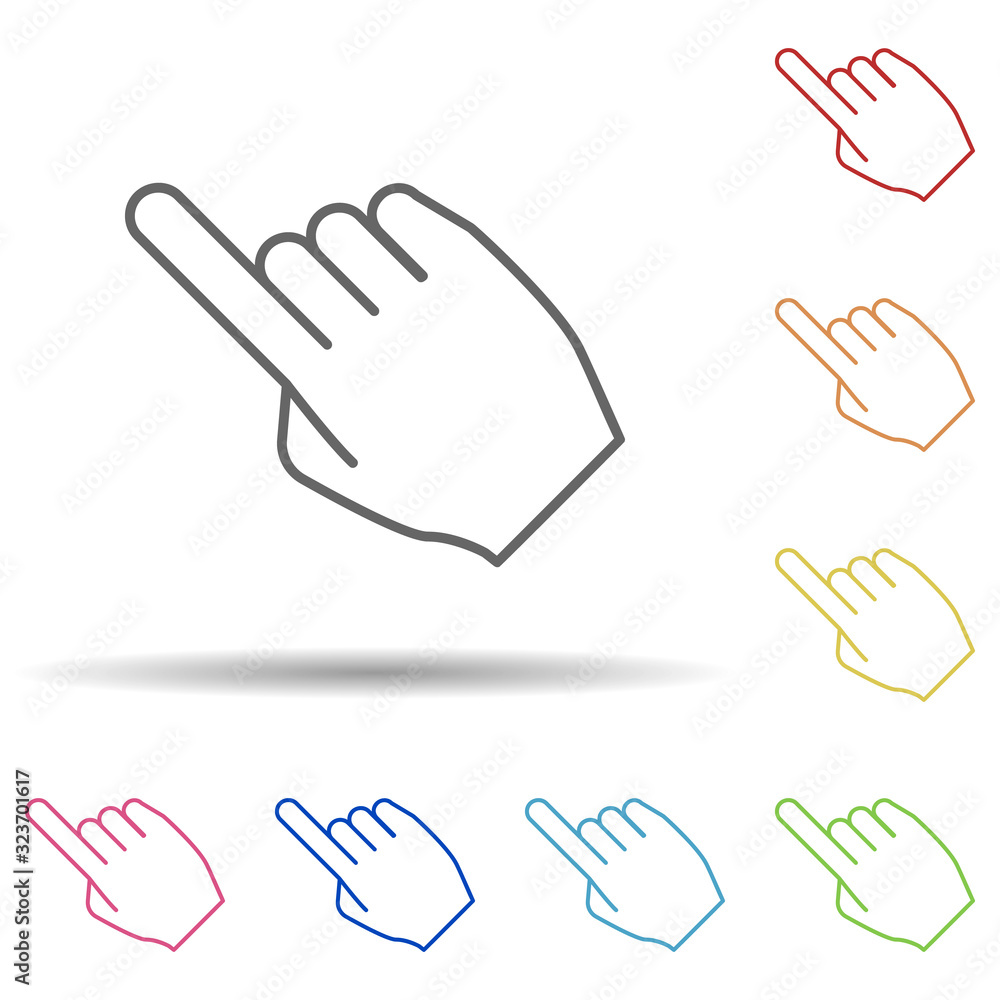 Poster finger point in multi color style icon. simple thin line, outline vector of mobile banking icons for