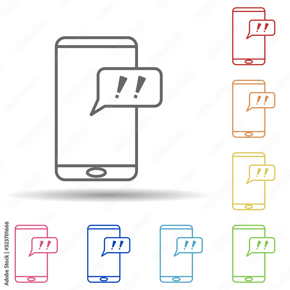 Aufkleber exclamation from a smart phone in multi color style icon. simple thin line, outline vector of mobile