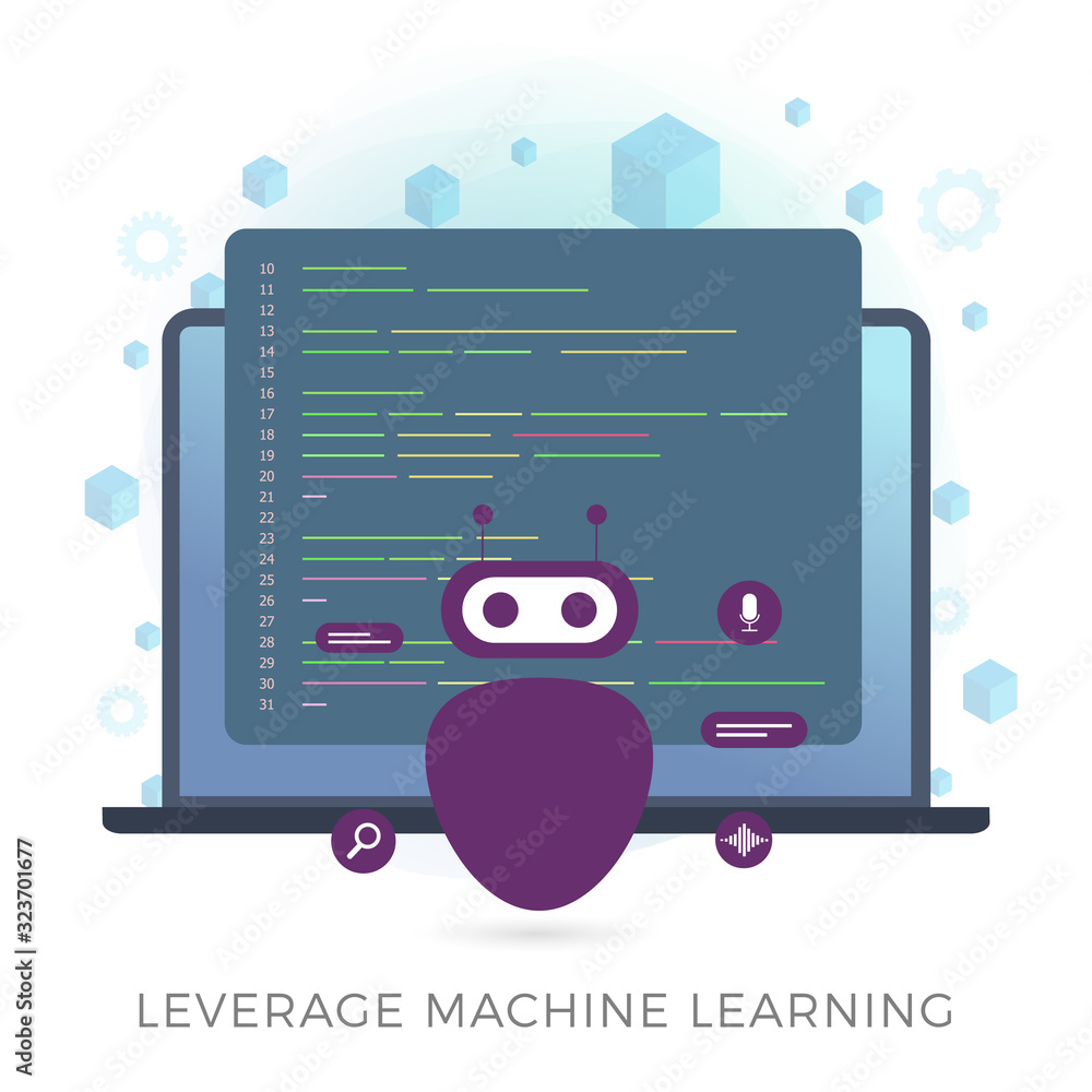 Fototapete leveraging machine learning, big data and artificial intelligence (ai) concept. neural network deep 