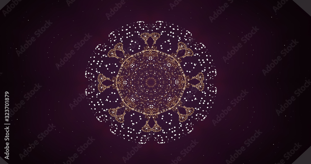 Aufkleber radiating light pattern in plexus design over hypnotizing waves background.