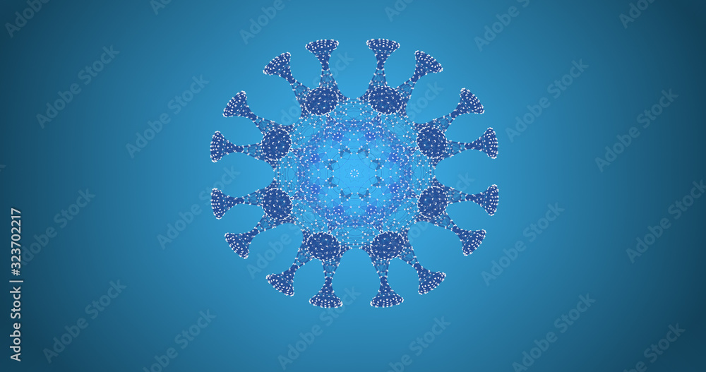 Aufkleber abstract blue background with particles in mosaic patterns as snowflake.