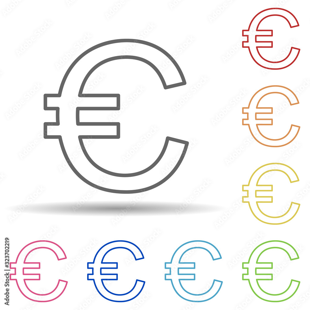 Poster euro sign in multi color style icon. simple thin line, outline vector of mobile banking icons for ui