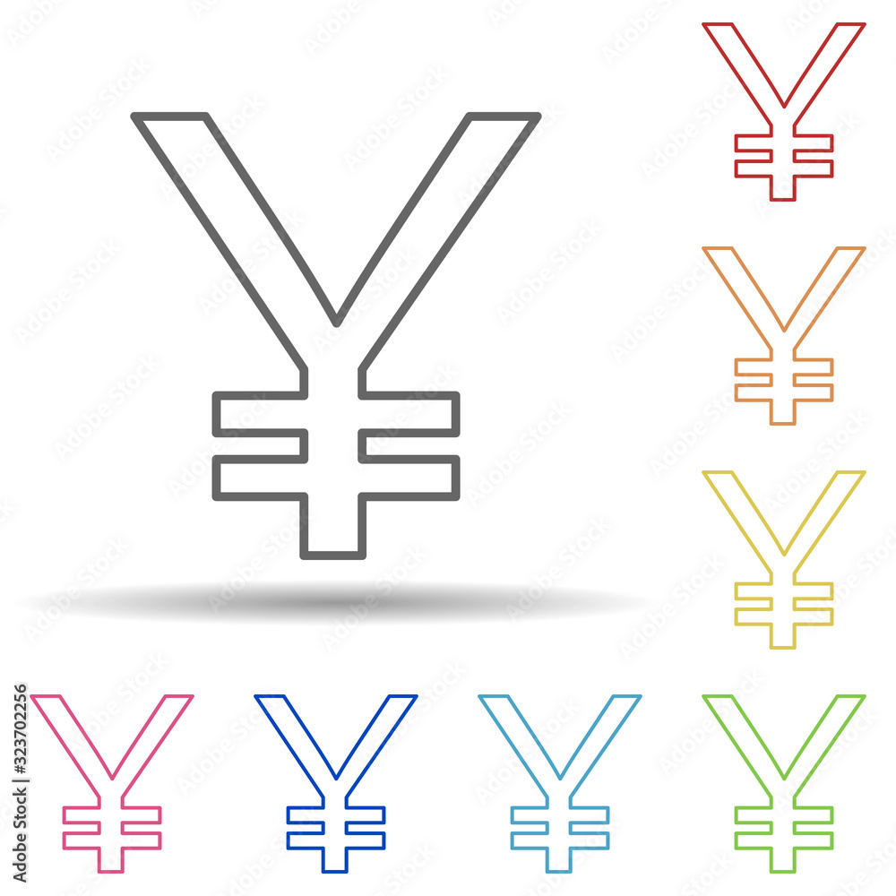 Poster yen sign in multi color style icon. simple thin line, outline vector of mobile banking icons for ui 