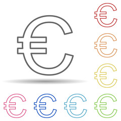 Euro sign in multi color style icon. Simple thin line, outline vector of mobile banking icons for ui and ux, website or mobile application
