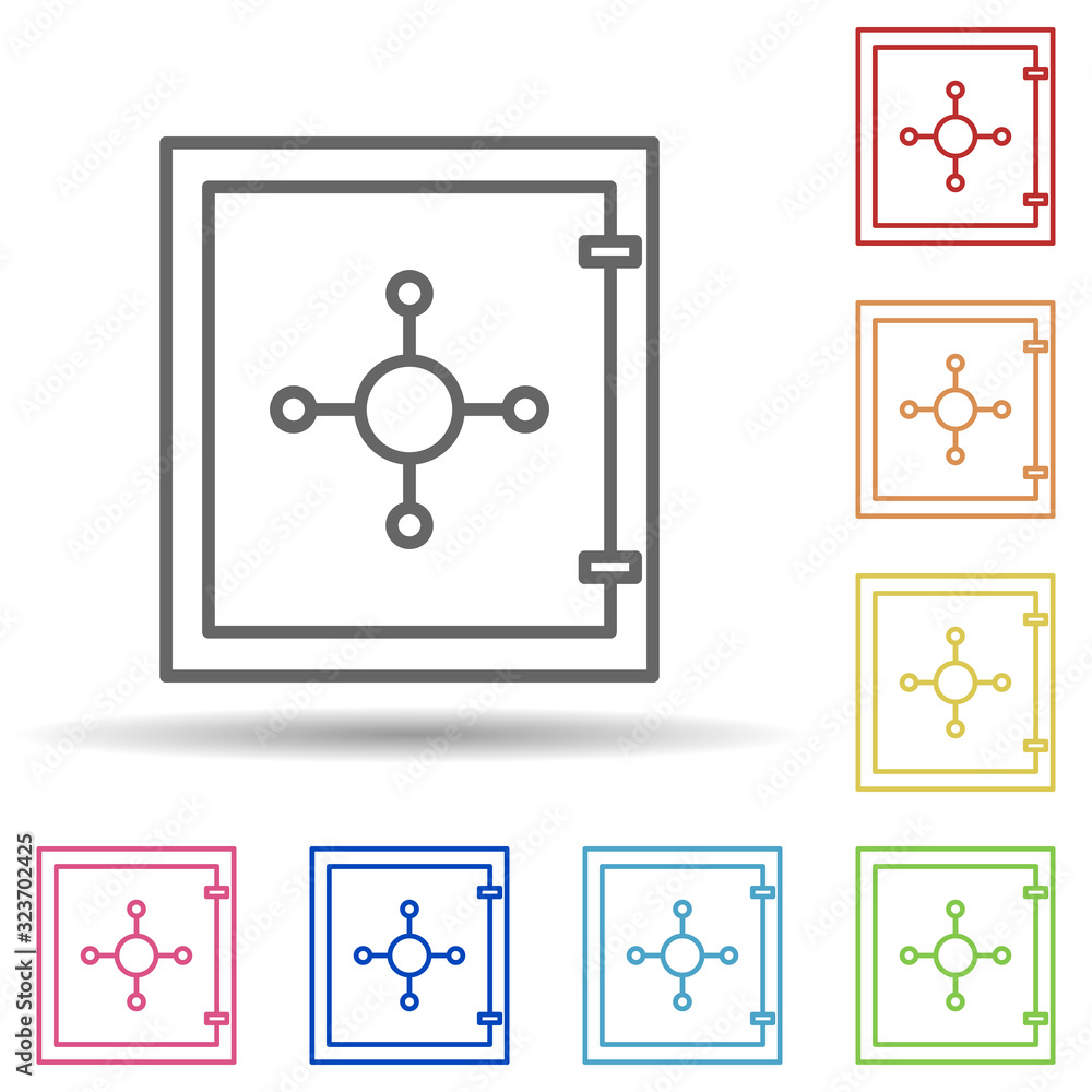 Aufkleber safe in multi color style icon. simple thin line, outline vector of mobile banking icons for ui and 
