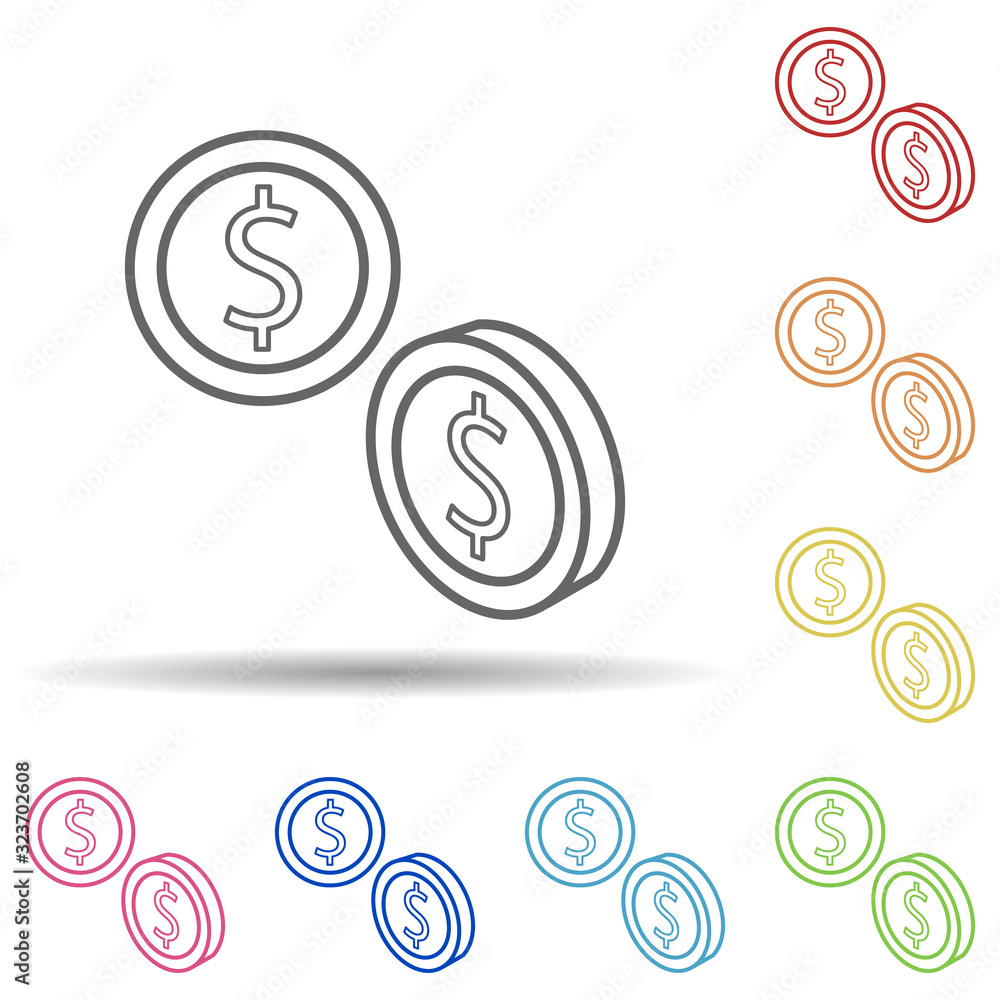 Poster cents in multi color style icon. simple thin line, outline vector of mobile banking icons for ui and
