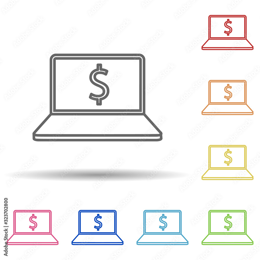 Poster online banking in multi color style icon. simple thin line, outline vector of mobile banking icons f