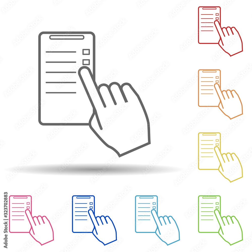 Aufkleber smart phone user in multi color style icon. simple thin line, outline vector of mobile banking icons