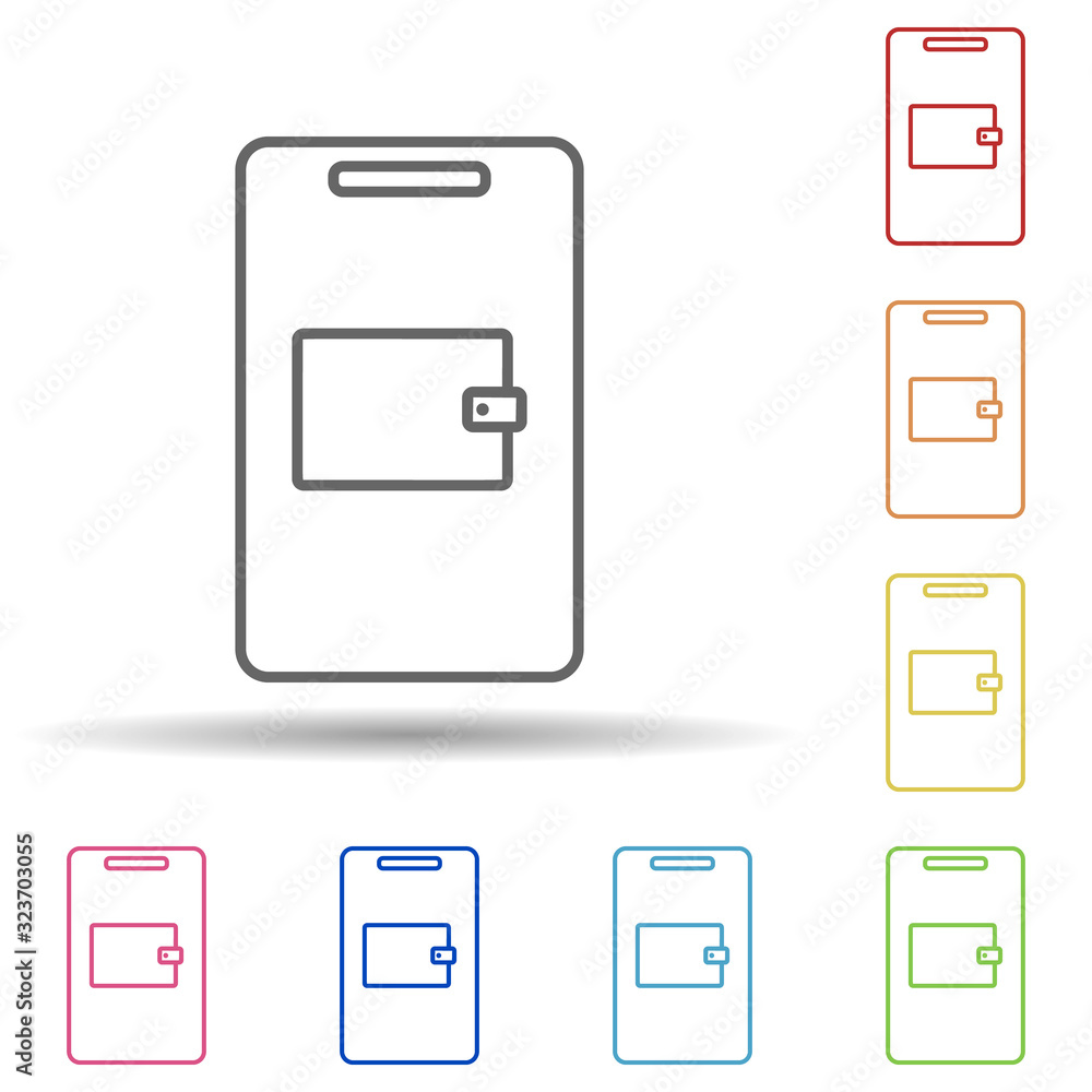 Aufkleber mobile wallet in multi color style icon. simple thin line, outline vector of mobile banking icons fo