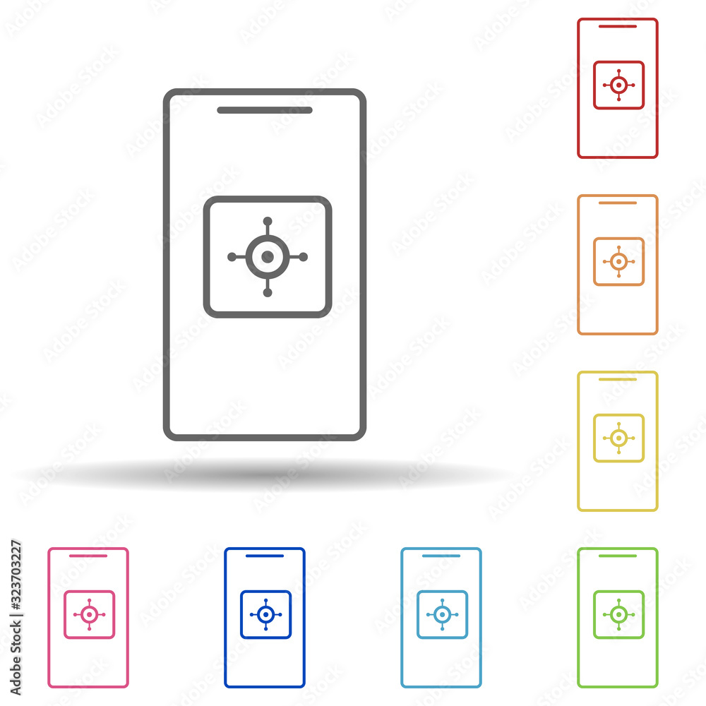 Poster safe in mobile banking in multi color style icon. simple thin line, outline vector of mobile banking