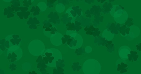 Patrick Day background with falling shamrock leaf pattern. For festive pub party. 3d render, loop 4k - Powered by Adobe