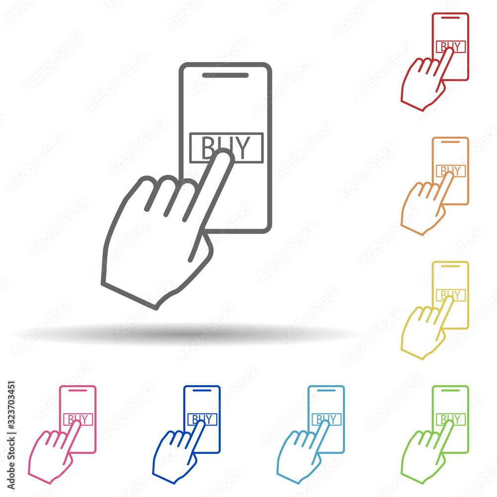 Poster purchase from a smart phone in multi color style icon. simple thin line, outline vector of mobile ba