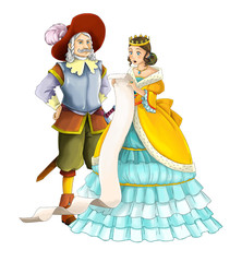 Cartoon happy married couple together on white background - illustration