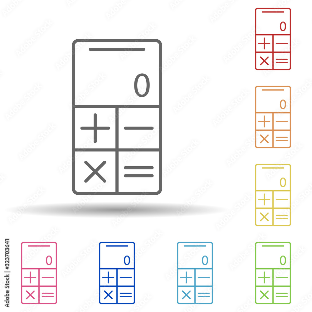 Aufkleber calculator in smart phone in multi color style icon. simple thin line, outline vector of mobile bank