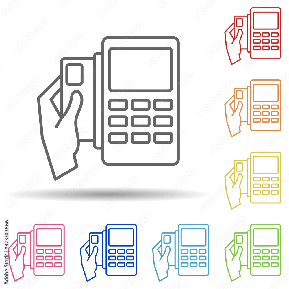 Poster end-user in multi color style icon. simple thin line, outline vector of mobile banking icons for ui 