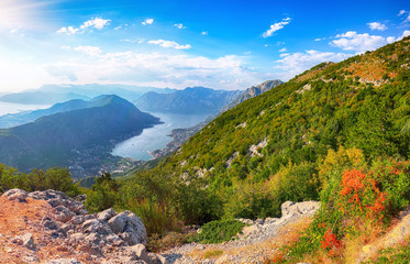 Beautiful view of the Bay of Kotor in Montenegro