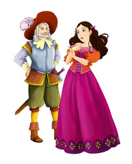 Obraz na płótnie Canvas Cartoon happy married couple together on white background - illustration