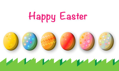 Vector Illustration of Happy Easter Holiday with Painted Egg Colorful Background. International Spring Celebration Design with Typography for Greeting Card, Party Invitation