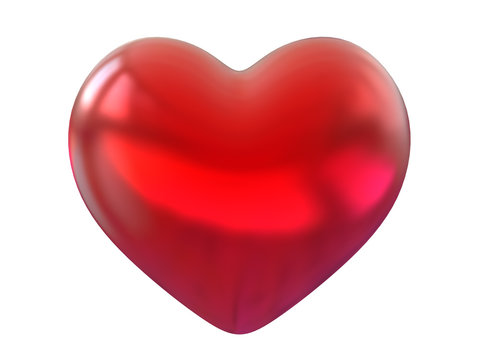 3D red heart glossy shape isolated on white background with clipping path. Object.