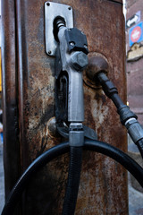 First gasoline pump in the city of San Miguel de Allende, Guanajuato, Mexico, 11 January 2020