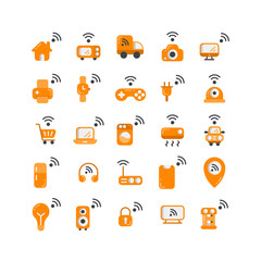 Internet of Things flat icon set. Vector and Illustration.