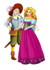 Cartoon happy married couple together on white background - illustration