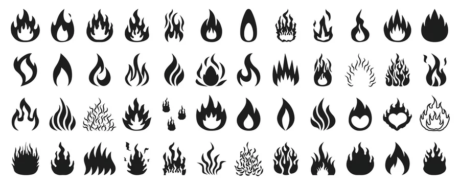 炎 白黒 シルエット Stock ベクター Adobe Stock