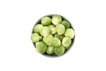 Bowl with brussels sprout isolated on white background