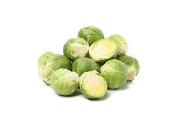 Heap of brussels sprout isolated on white background