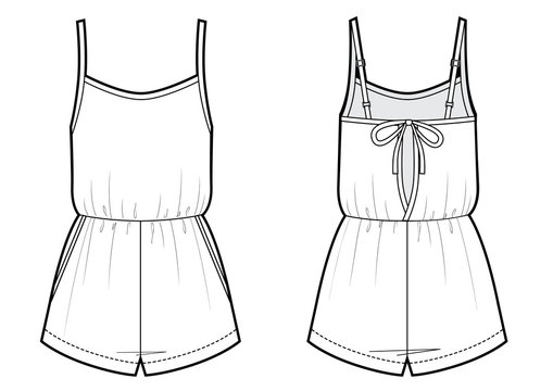 jumpsuit romper sketch. front and back