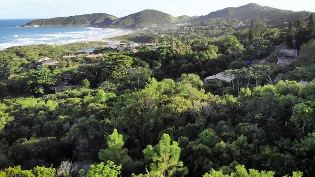 Aerial view of Rosa Beach in Santa Catarina. Beach in southern Brazil between Garopaba and Imbituba.