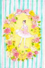 お花に囲まれたバレリーナ