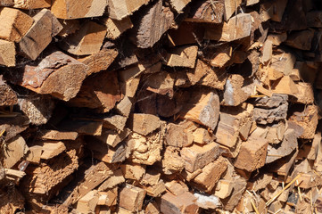 Pile of chopped wood. Natural background