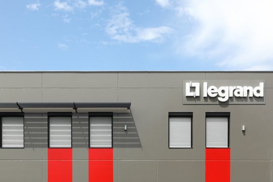 Saint Priest, France - July 29, 2017: Legrand building and office. Legrand is a French industrial group and one of the largest for switches and sockets