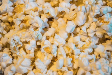  Freshly made popcorn seen from above  Aerial view of large amount of popcorn