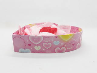 Fototapeta na wymiar Beautiful Cute Heart Shaped Gift Box in White Isolated Background