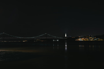Europes longest suspension bridge at night