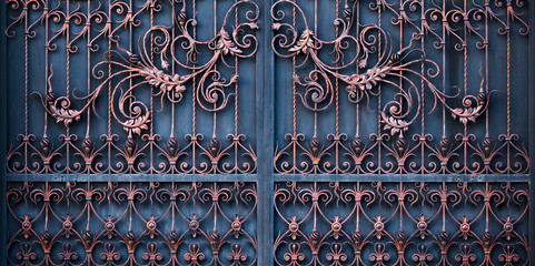 Forged gates and gate. Front of the house.