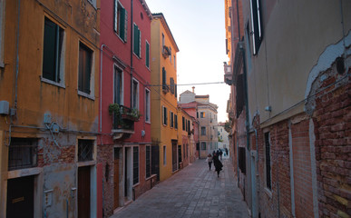 Vintage pink houses in Venice