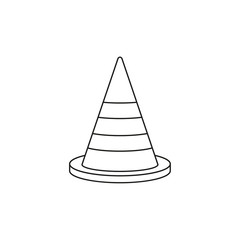 Construction traffic cone outline icon, warning sign design. Vector illustration.