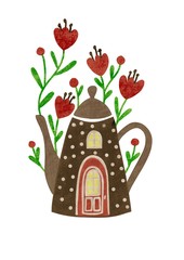 illustration of a pot and flowers