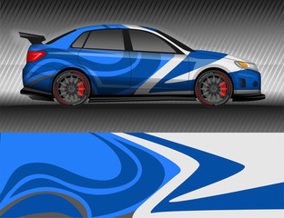 Fototapeta premium Car livery wrap decal, rally race style vector illustration abstract background