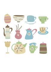 set of icons cup and teapot 