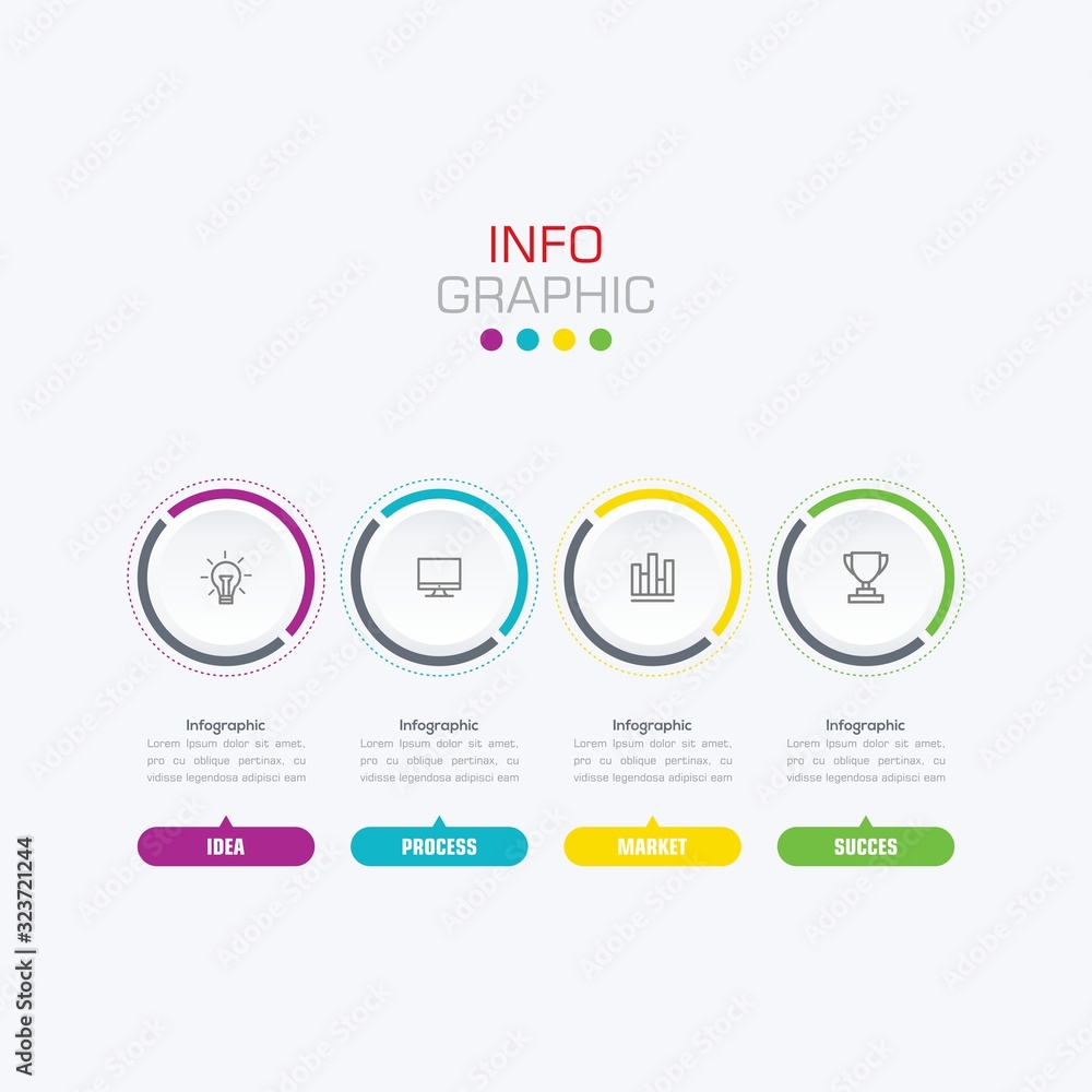 Fototapete business data visualization. infographic element with icons and options or steps. can be used for pr