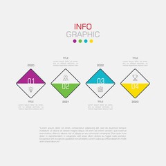 Business data visualization. Infographic element with icons and options or steps. Can be used for process, presentation, diagram, workflow layout, info graph, web design. Vector business template.
