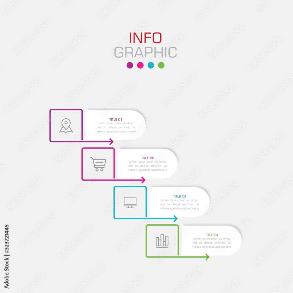 Fototapete business data visualization. infographic element with icons and options or steps. can be used for pr