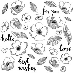 seamless pattern with flowers and leaves