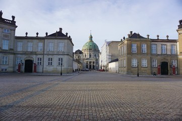 Fototapeta na wymiar Copenhagen, Denmark, 16 JANUARY 2020: Amalienborg Slotsplads 