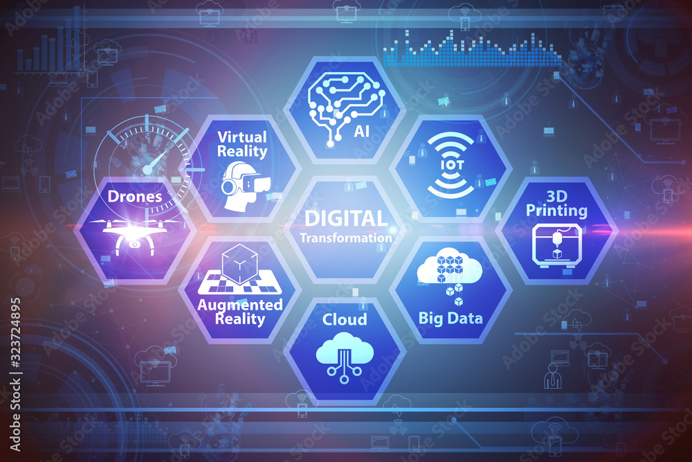 Poster digital transformation concept - 3d rendering